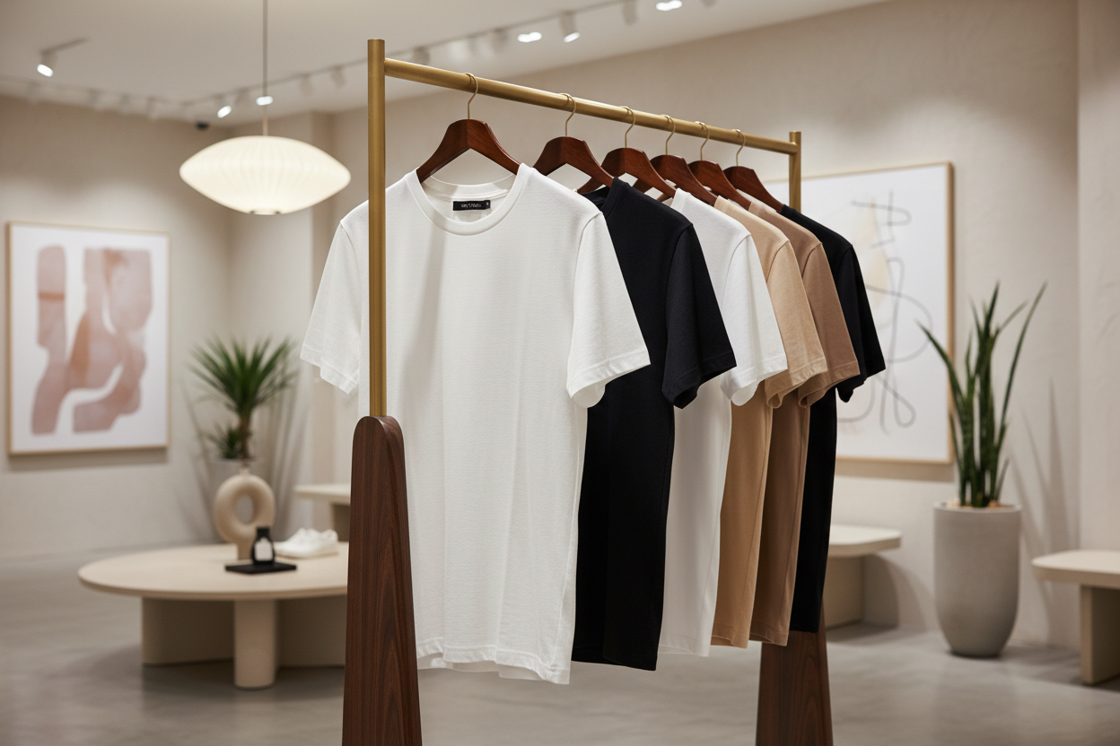 T SHIRTS ON RACK WITH EXPESIVE LOOK